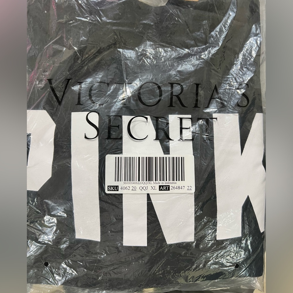 NEW‎ NIP VS PINK Victoria Secret black crop crew sweatshirt XL - Picture 8 of 8